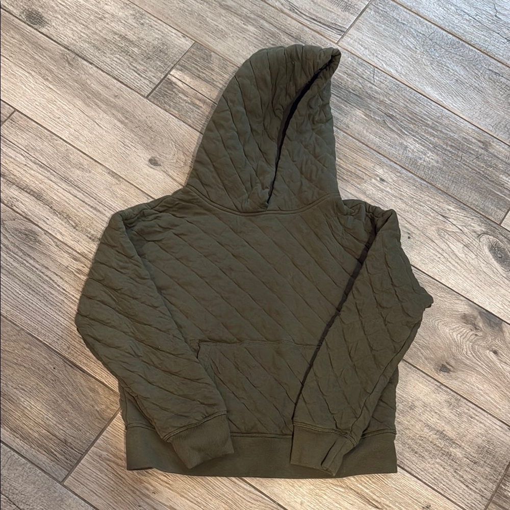 EUC GAP kids olive quilted hoodie, sz L